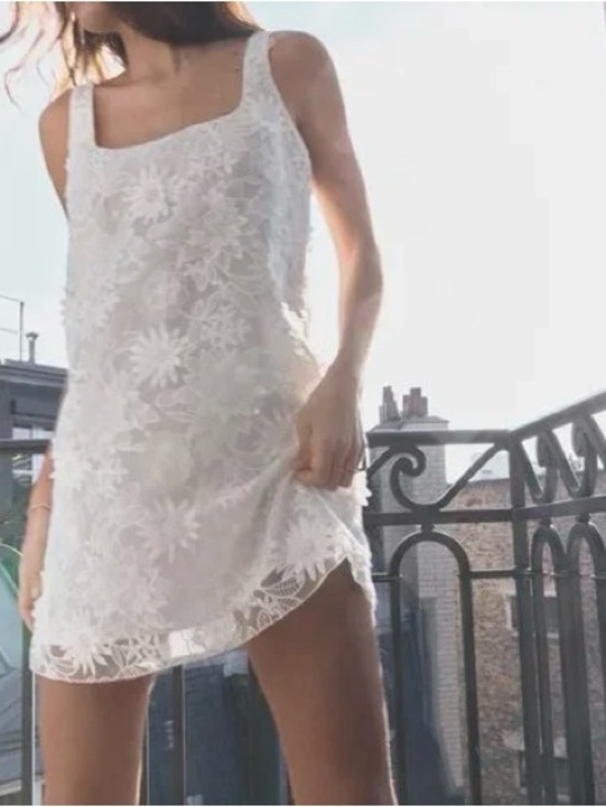 Zara Other - Zara White Floral Lace Slip Chemise